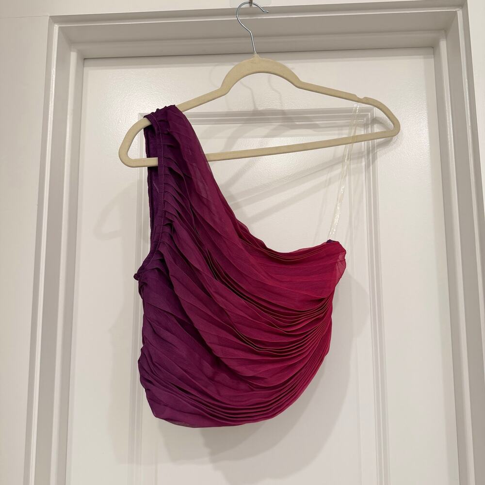 NWT Rococo Sand Paige One Shoulder Top in Pink and Purple Size Small